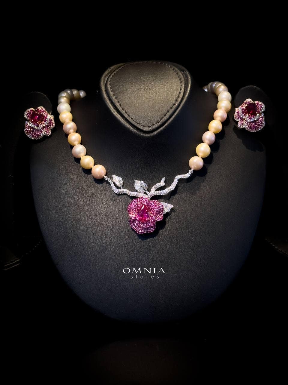 Omnia Masa Fresh Real Water Pearl Set in 925 Silver High Quality Simulated diamonds - OMNIASTORES UAE
