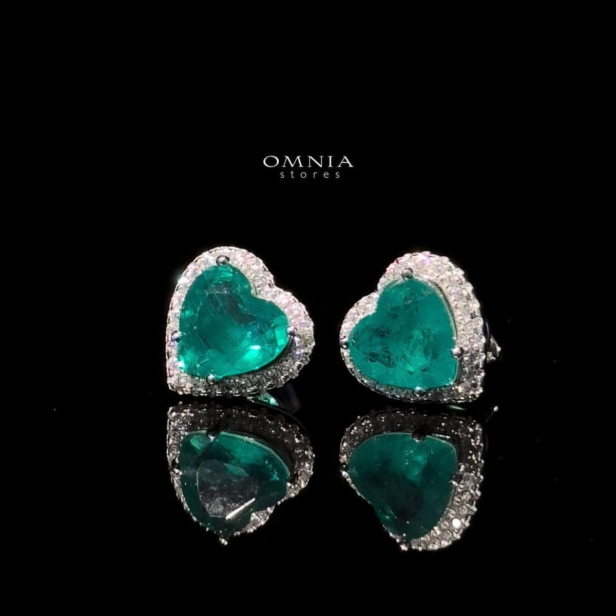 Omnia Latifa Green Earring in 92.5 Silver High Quality Simulated diamonds - OMNIASTORES UAE