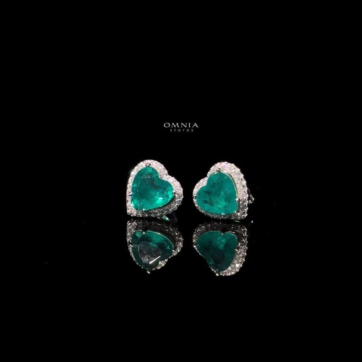Omnia Latifa Green Earring in 92.5 Silver High Quality Simulated diamonds - OMNIASTORES UAE