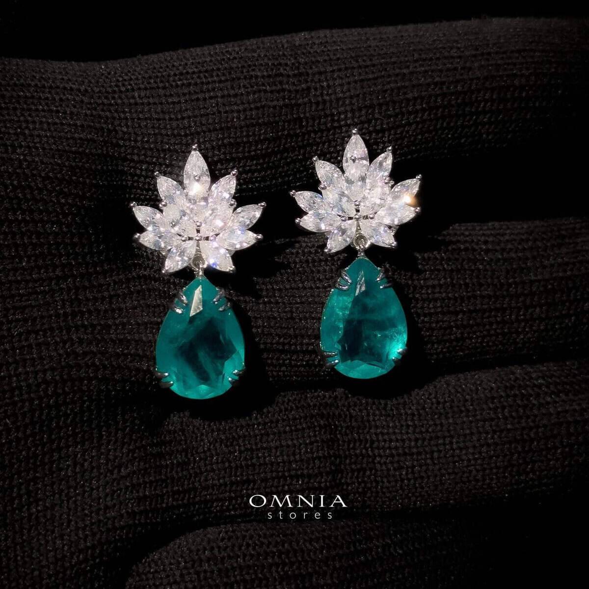 Omnia Cidra turquoise Earrings In 92.5 Pure Silver Jewelry In High Quality Simulated diamonds - OMNIASTORES UAE