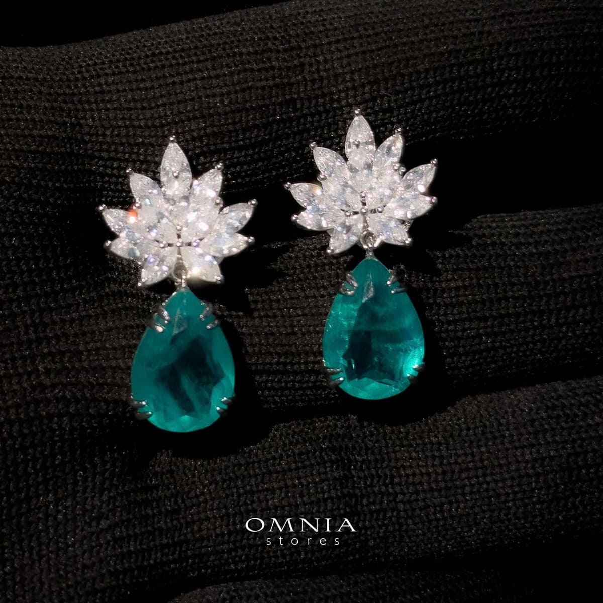 Omnia Cidra turquoise Earrings In 92.5 Pure Silver Jewelry In High Quality Simulated diamonds - OMNIASTORES UAE