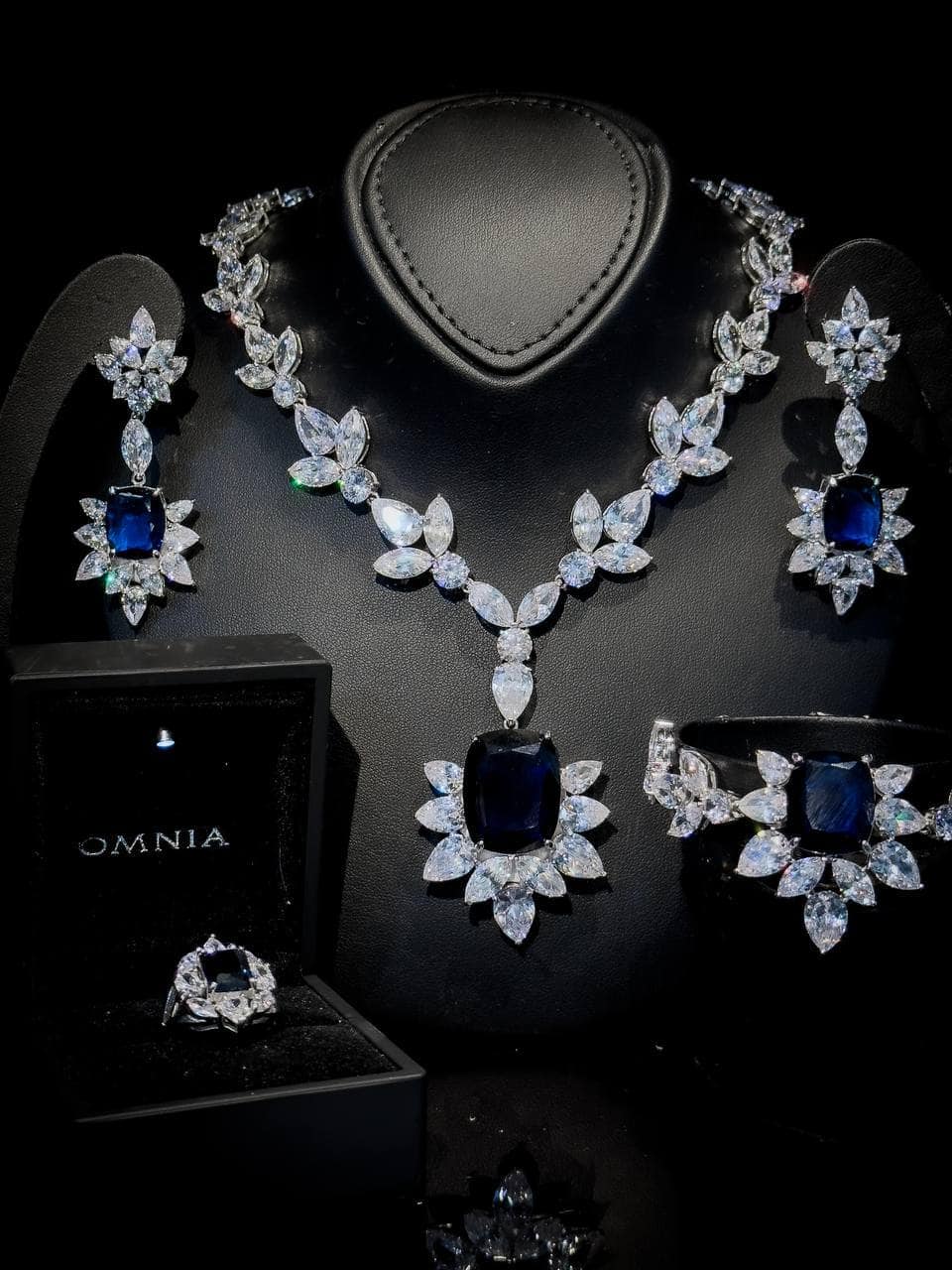 Omnia Medusa Blue Bridal Full Set in 925 Silver High Quality Simulated diamonds - OMNIASTORES UAE