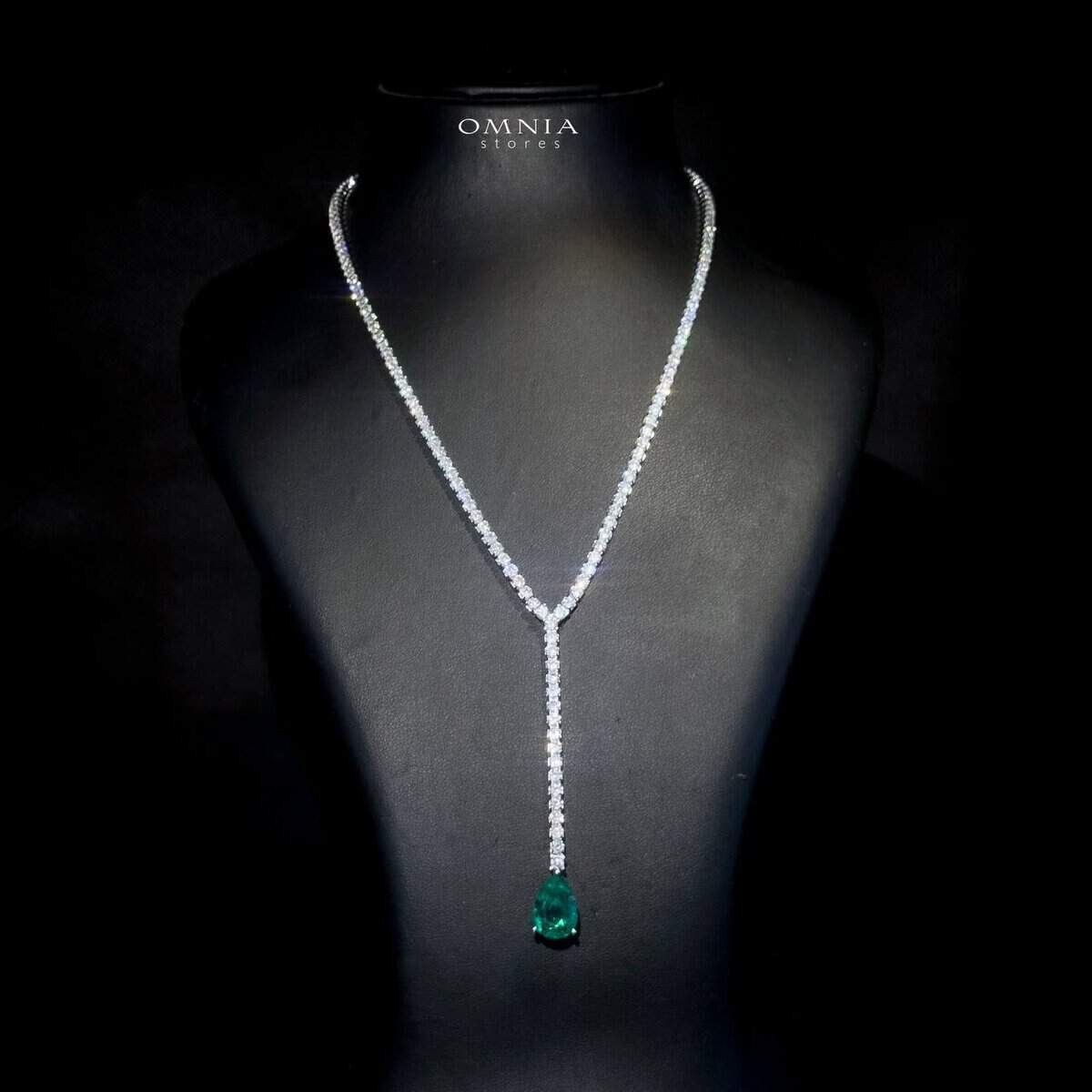 Omnia Anya Green Necklace 92.5 Silver In High Quality Simulated diamonds - OMNIASTORES KSA