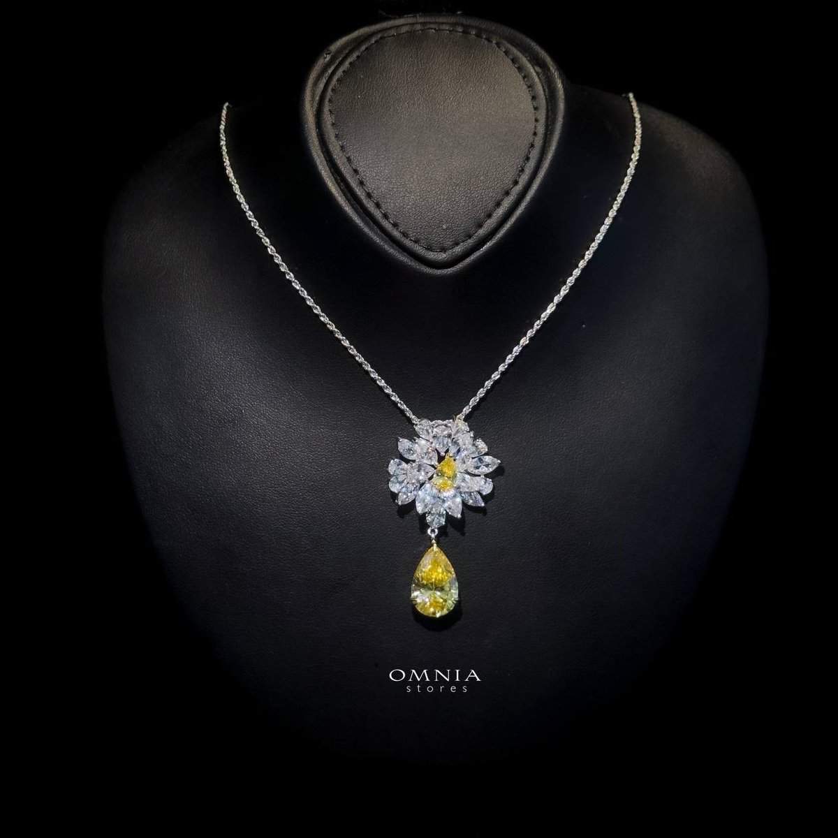Omnia Nakaret Yellow Necklace 92.5 Silver In High Quality Simulated diamonds - OMNIASTORES UAE