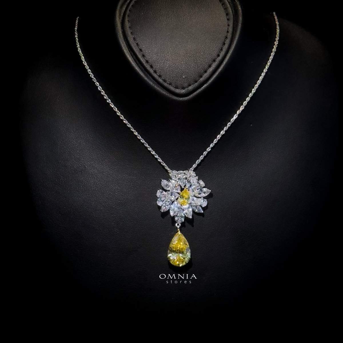 Omnia Nakaret Yellow Necklace 92.5 Silver In High Quality Simulated diamonds - OMNIASTORES UAE