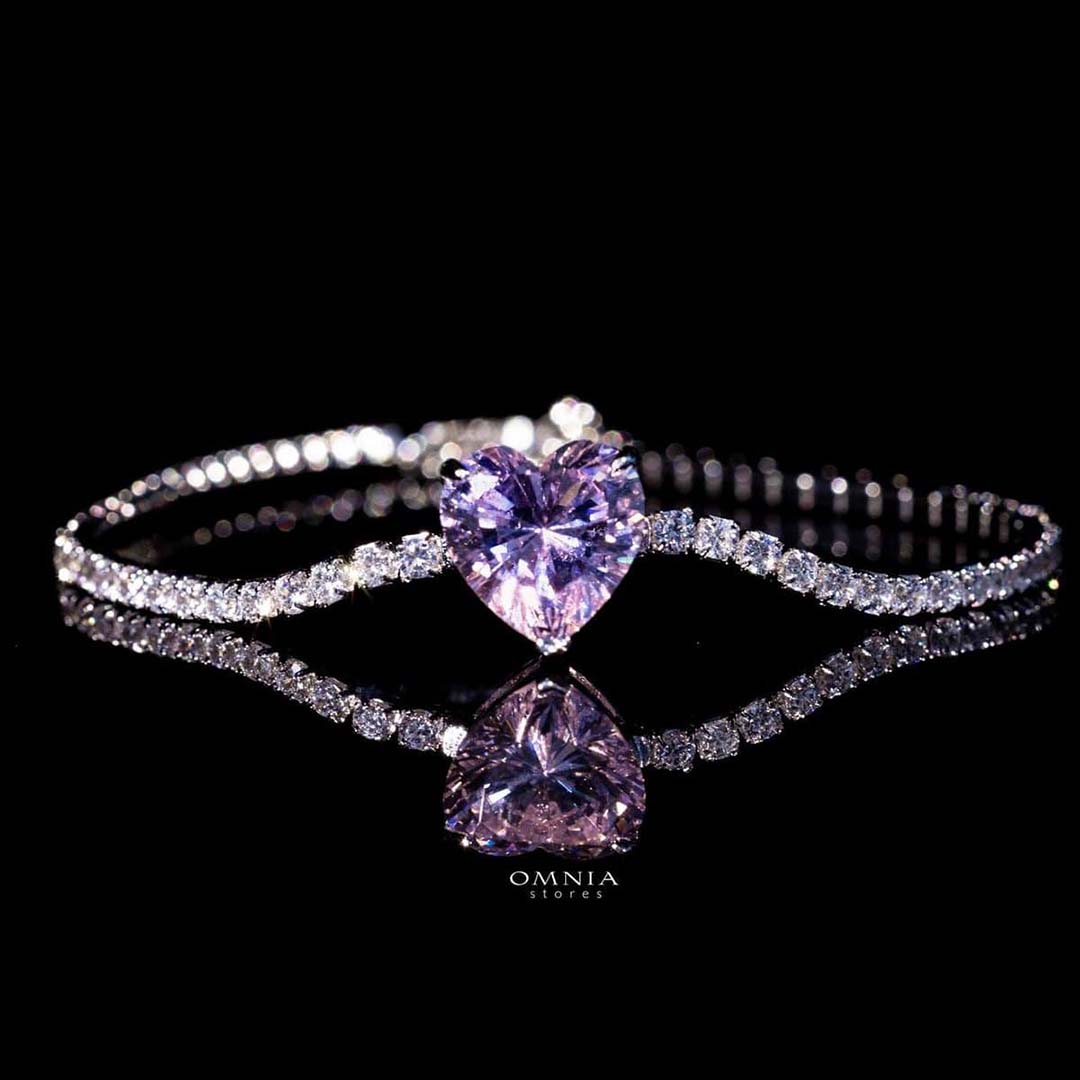 Omnia Louise Pink Bracelet In 92.5 Silver in High Quality Simulated Diamonds - OMNIASTORES KSA