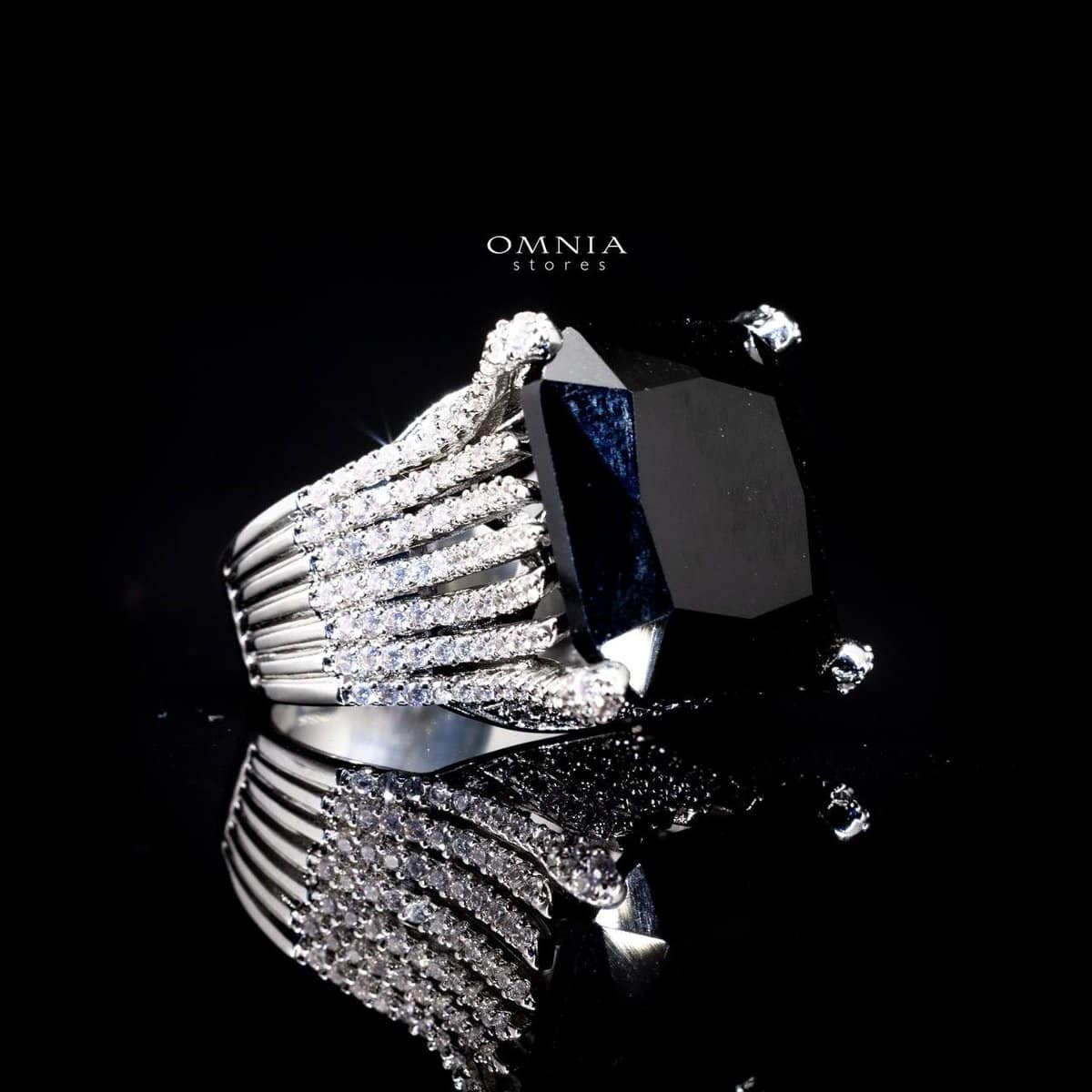 Omnia Janet Black Ring Accessories in High Quality Copper Gold Plated - OMNIASTORES UAE