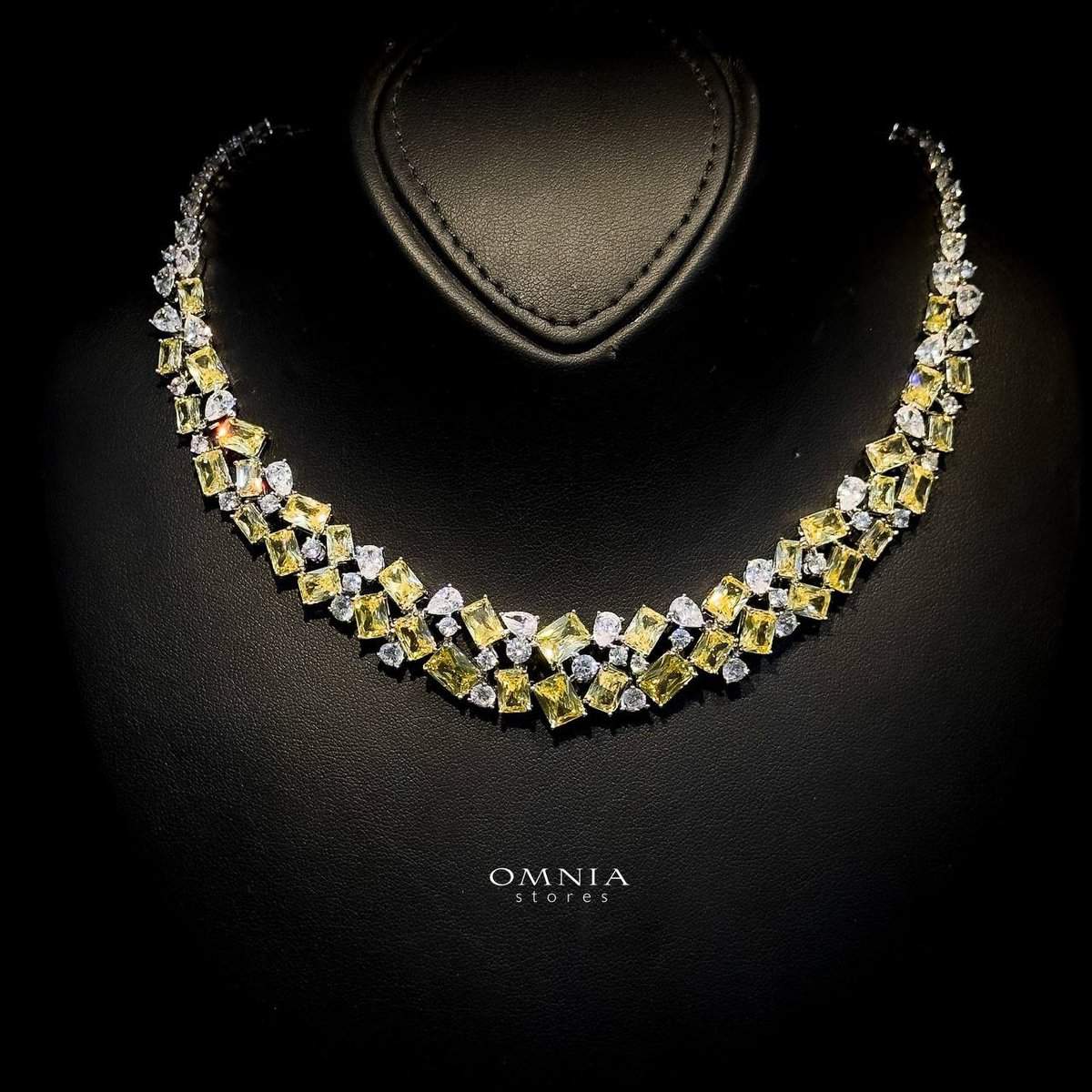Omnia Anastasia Yellow Bridal Full Set in High Quality Zircon Stone in Rhodium Plated - OMNIASTORES UAE