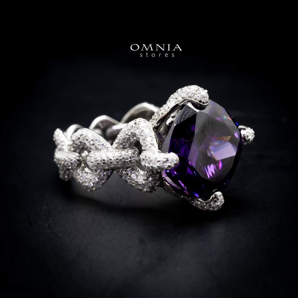 Omnia Farhana Ring 92.5 Silver High Quality Simulated diamonds - OMNIASTORES UAE