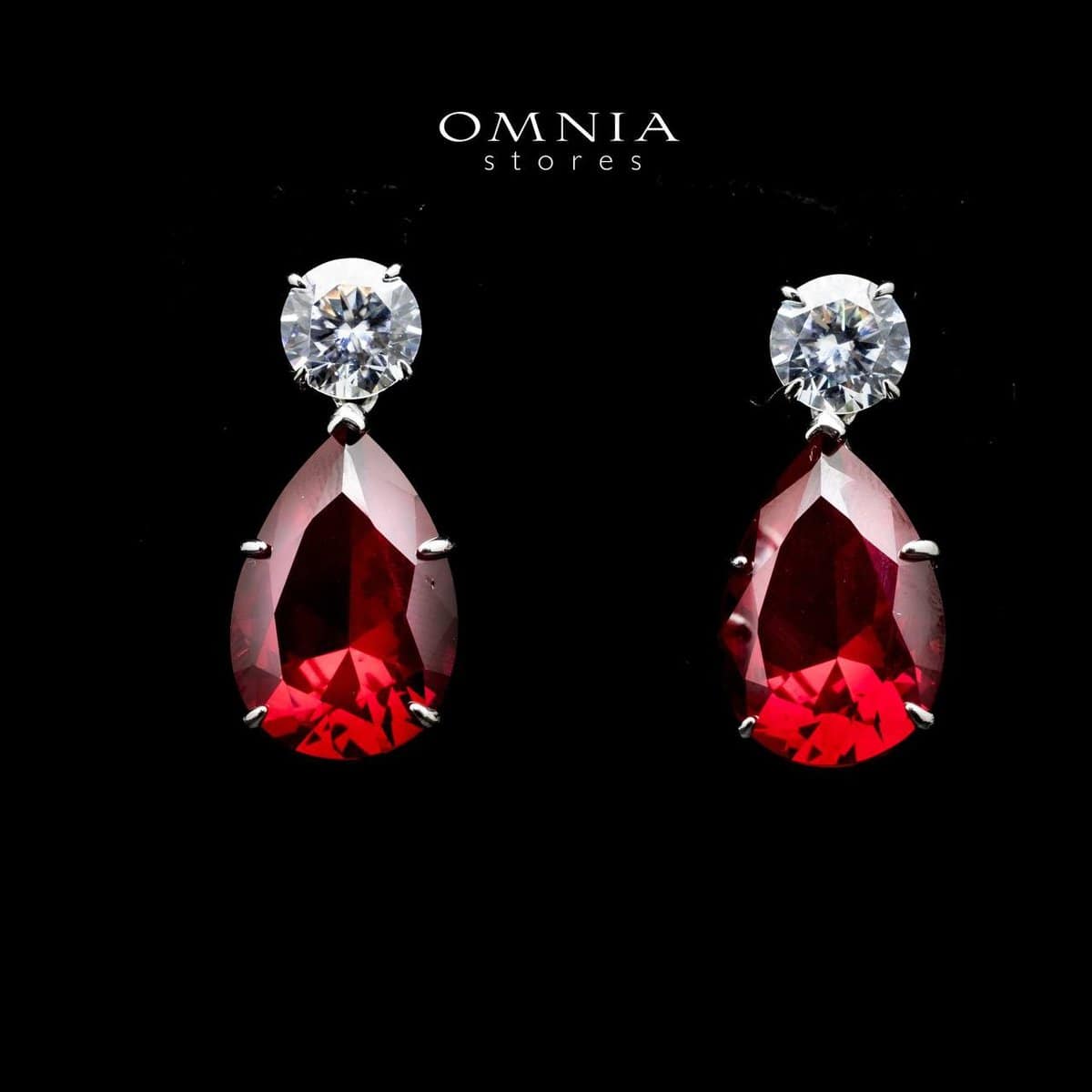 Omnia Byna Red Earring in 92.5 Silver Accessories In High Quality Simulated Diamonds - OMNIASTORES UAE