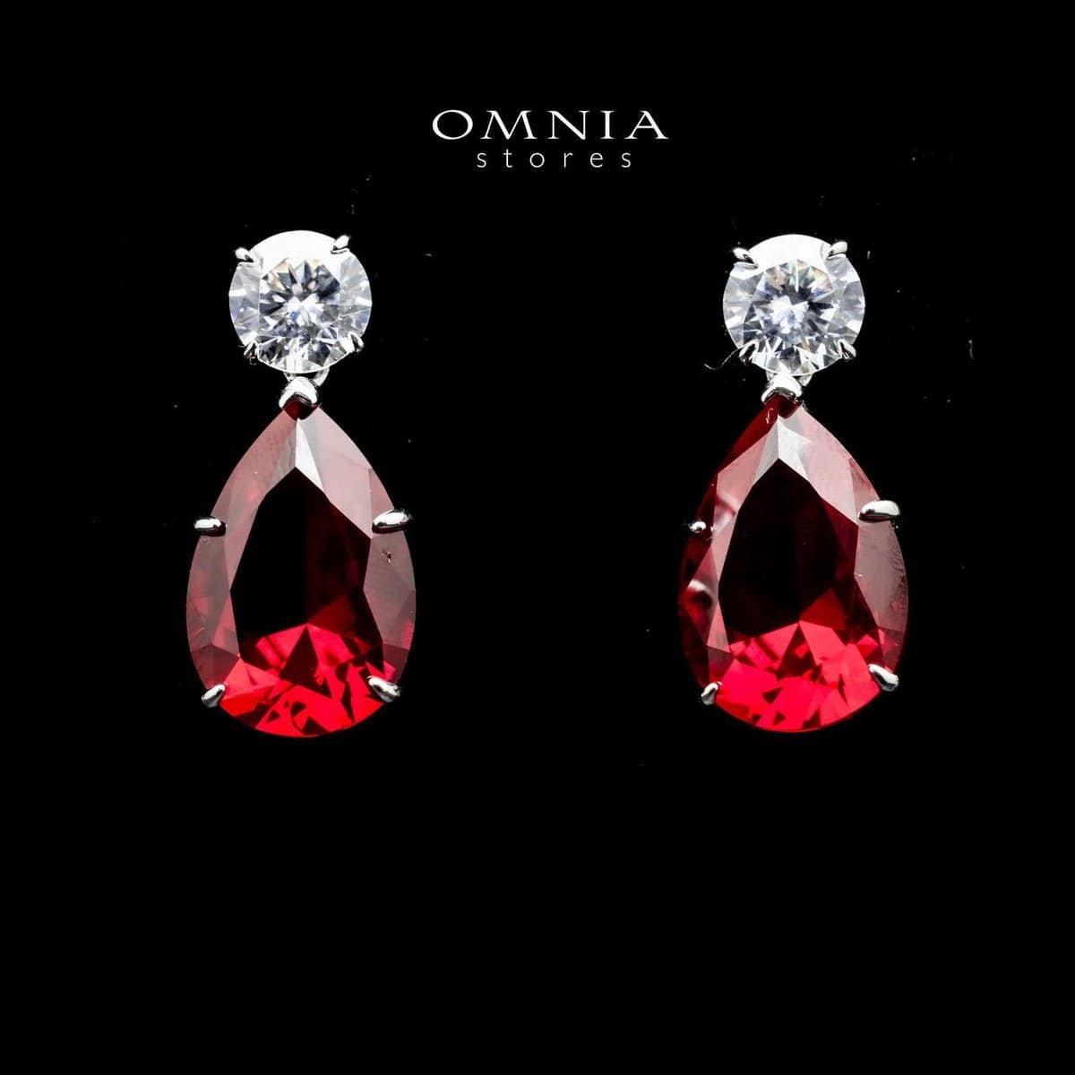 Omnia Byna Red Earring in 92.5 Silver Accessories In High Quality Simulated Diamonds - OMNIASTORES UAE