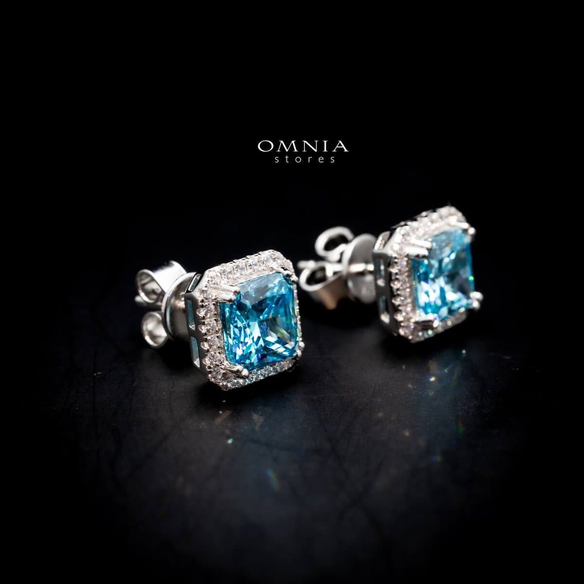 Omnia Adara Earring Sky Blue 925 Silver in High Quality Simulated diamonds - OMNIASTORES UAE