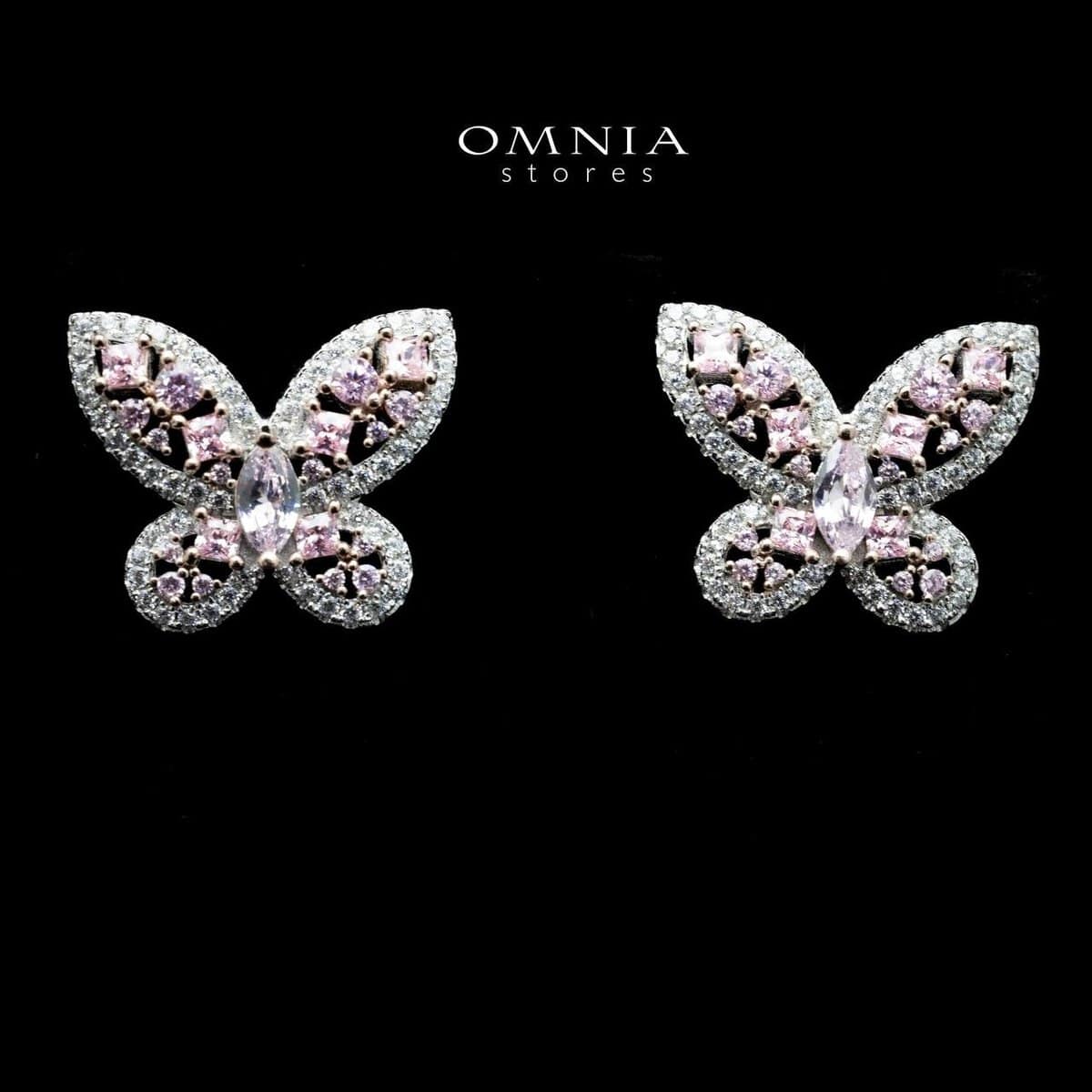 Omnia Dalia Pink Butterfly Earrings In 92.5 Silver High Quality Simulated Diamonds - OMNIASTORES UAE