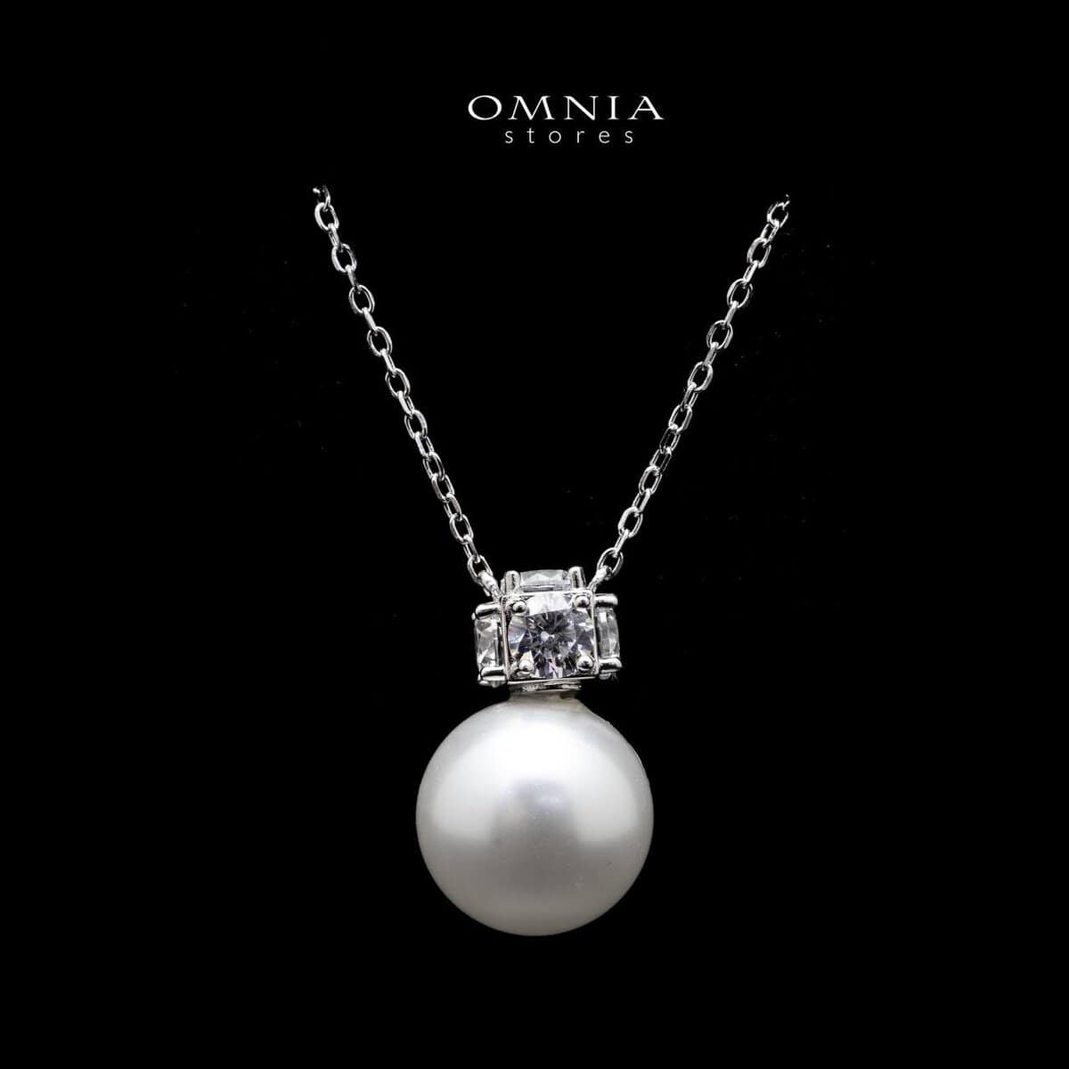 Omnia Belle White Pearl Necklace In 92.5 Silver High Quality Simulated Diamonds - OMNIASTORES UAE
