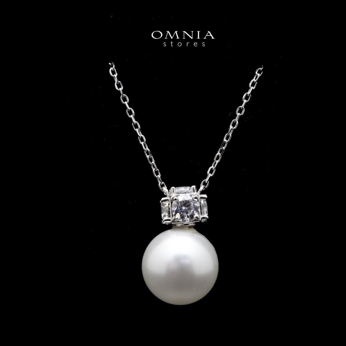 Omnia Belle White Pearl Necklace In 92.5 Silver High Quality Simulated Diamonds - OMNIASTORES UAE