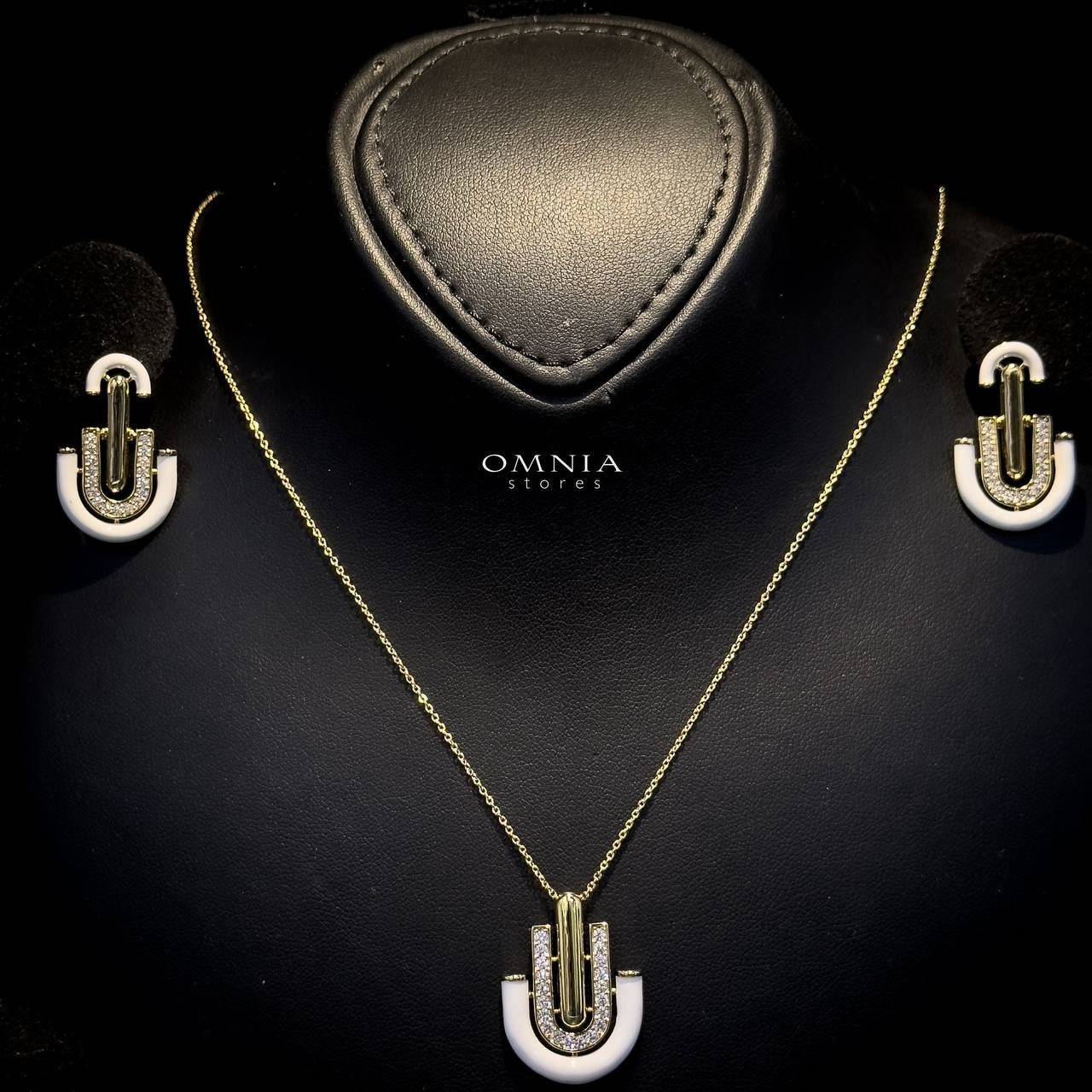 Omnia Andy White Set Accessories in High Quality Zircon Stone Rhodium Plated - OMNIASTORES UAE