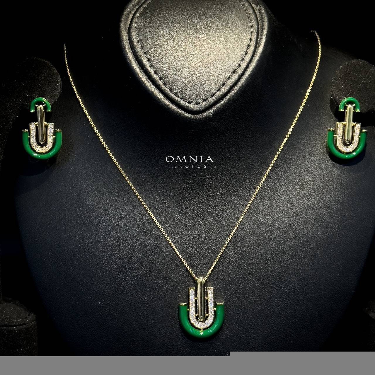 Omnia Andy Green Set Accessories in High Quality Zircon Stone Rhodium Plated - OMNIASTORES UAE