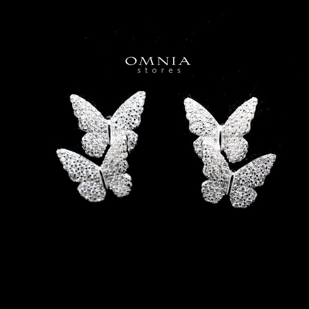 Omnia Triple Butterfly Stud Earrings in 92.5 Silver With High Quality Moissanite Stone - OMNIASTORES UAE