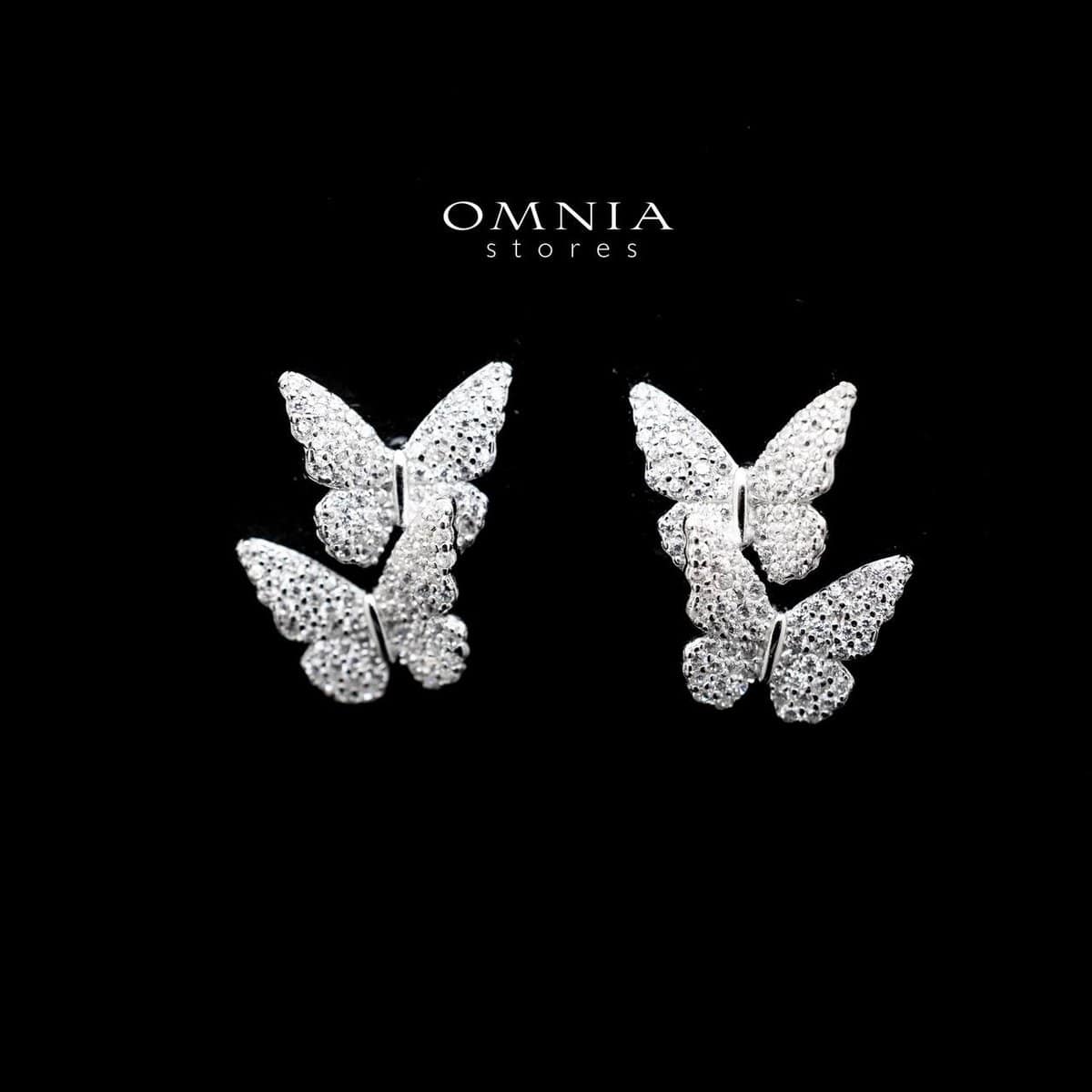 Omnia Triple Butterfly Stud Earrings in 92.5 Silver With High Quality Moissanite Stone - OMNIASTORES UAE