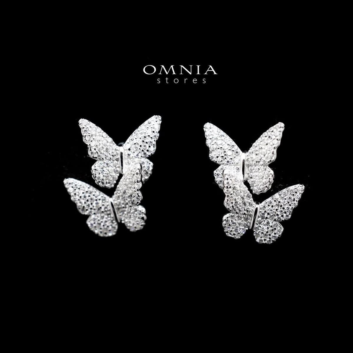 Omnia Triple Butterfly Stud Earrings in 92.5 Silver With High Quality Moissanite Stone - OMNIASTORES UAE