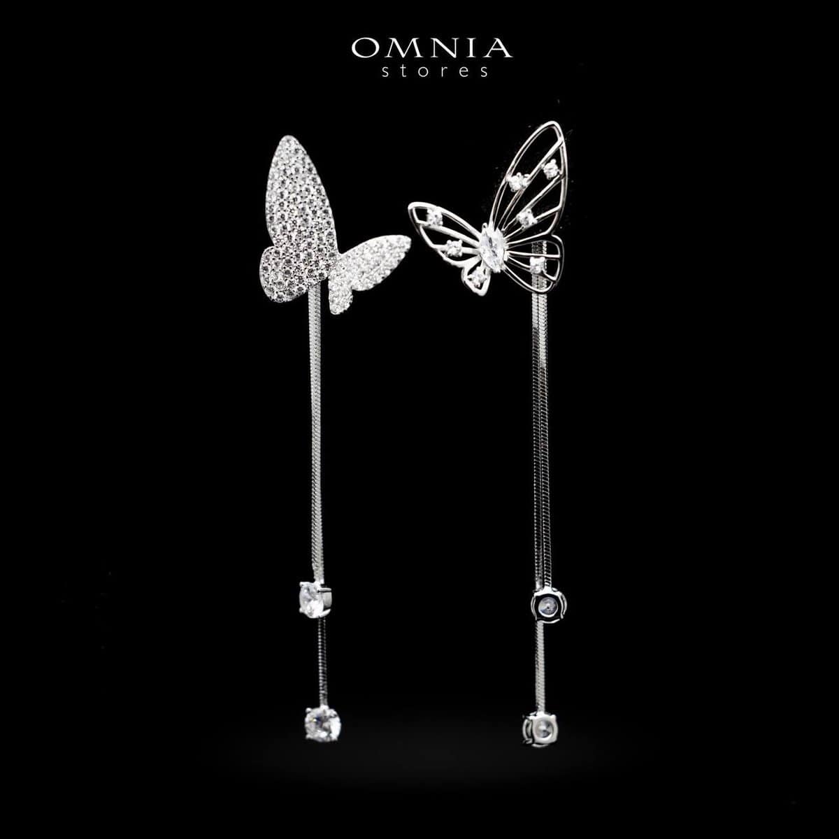 Omnia Basma Butterfly Long Drop Earrings in 92.5 Silver With High Quality Moissanite Stone - OMNIASTORES UAE