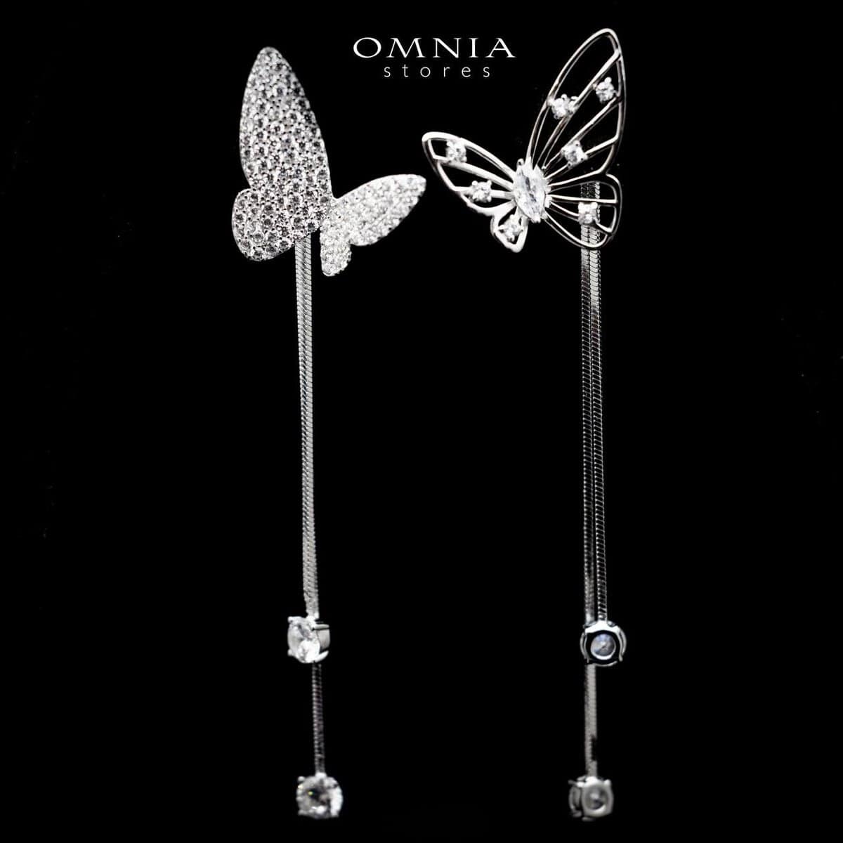 Omnia Basma Butterfly Long Drop Earrings in 92.5 Silver With High Quality Moissanite Stone - OMNIASTORES UAE
