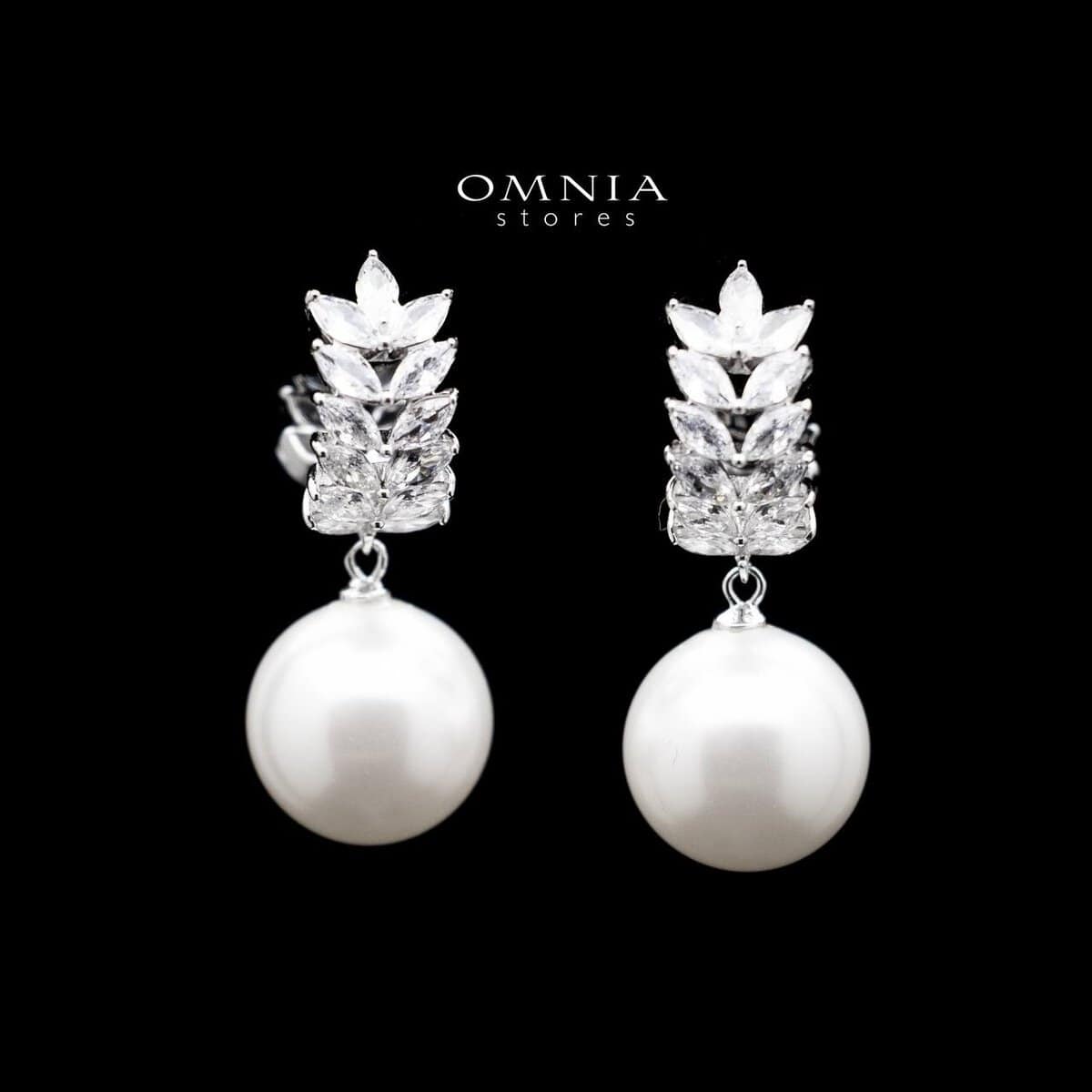 Omnia safiya Pearl Drop Earrings in 92.5 Silver With High Quality Moissanite Stone - OMNIASTORES UAE