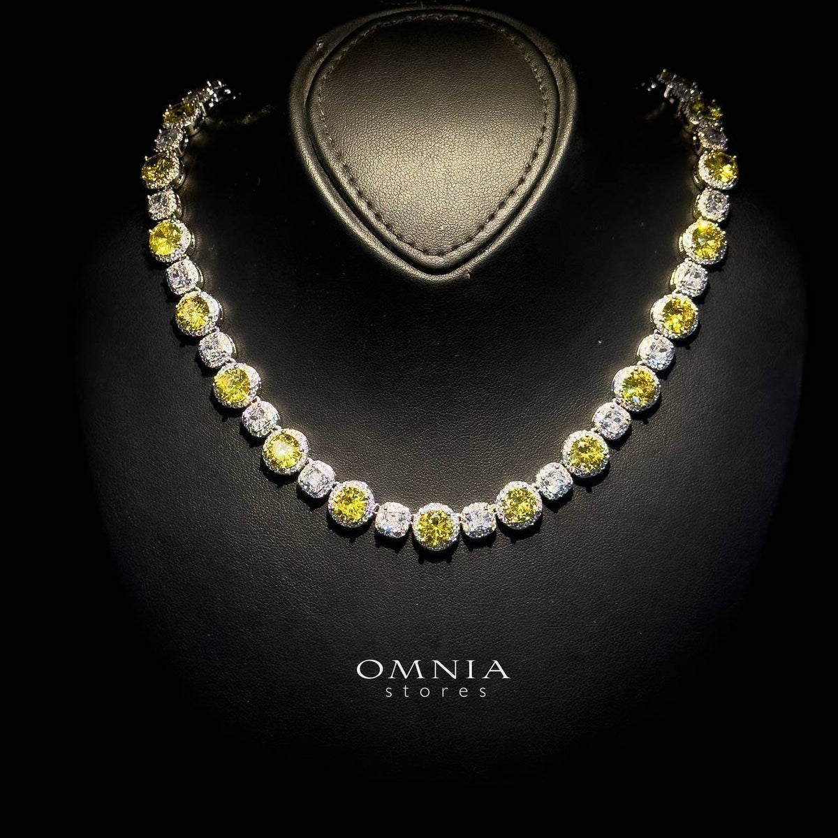 Omnia Lilian Yellow Bridal Full Set in High Quality Simulated Diamonds Premium Rhodium Plated - OMNIASTORES UAE