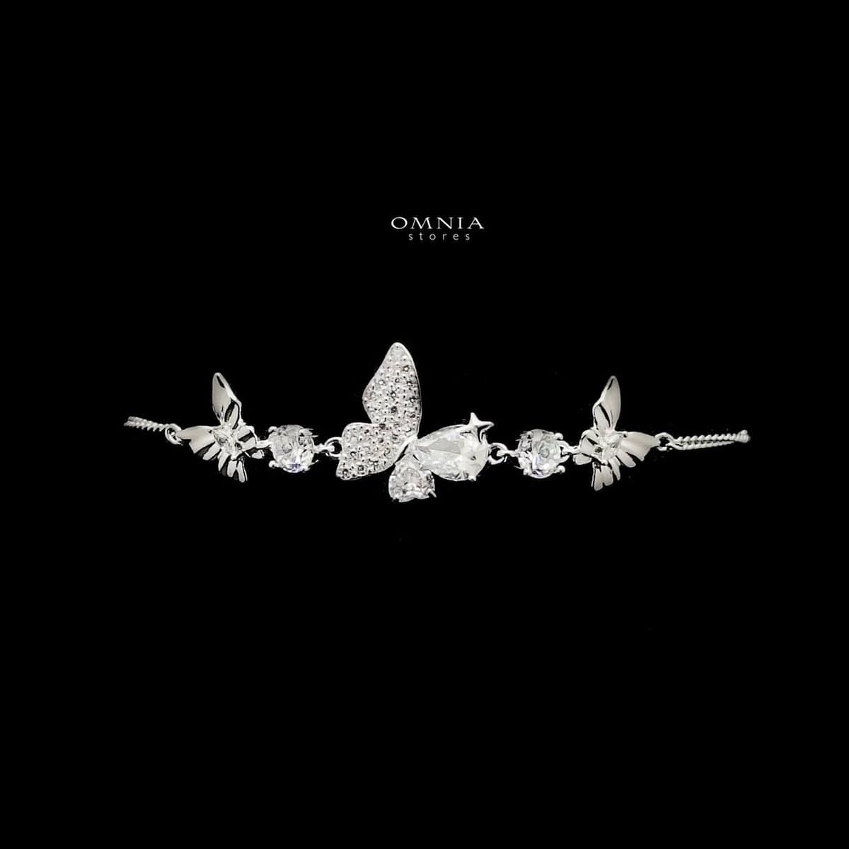 Omnia Tala Butterfly Bracelet in High Quality 92.5 Silver with Iced Cut Stone - OMNIASTORES UAE