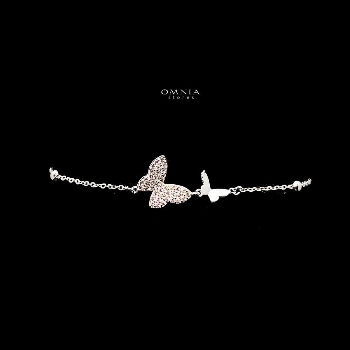 Omnia Aurora Double Butterfly Bracelet in High Quality 925 Silver and Iced Cut Stone - OMNIASTORES UAE