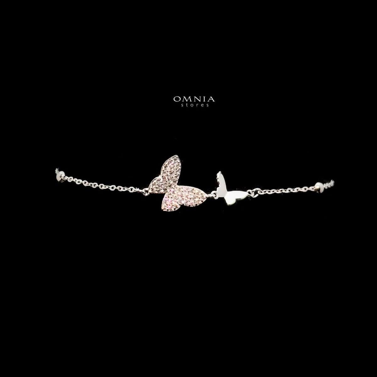 Omnia Aurora Double Butterfly Bracelet in High Quality 925 Silver and Iced Cut Stone - OMNIASTORES UAE