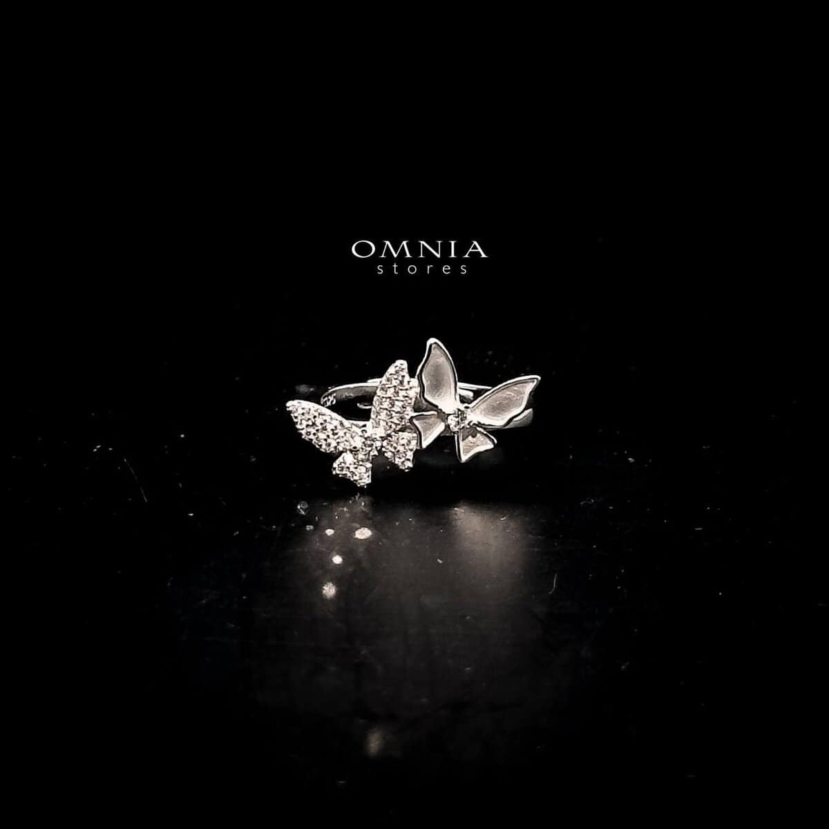 Omnia Aurora Butterfly Duo Ring in High Quality 925 Silver with Iced Cut Stones - OMNIASTORES UAE