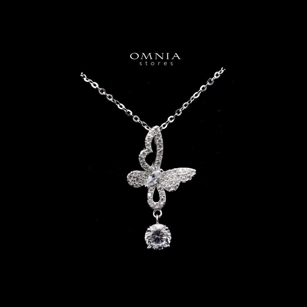 Omnia Liyana Butterfly Necklace in High Quality 92.5 Silver with Iced Cut Stones - OMNIASTORES UAE
