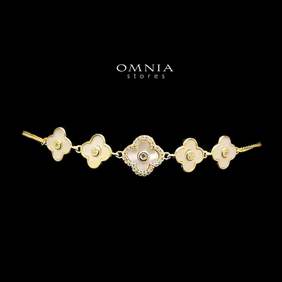 Omnia Zara Floral Bracelet in 92.5 Silver with High Quality Iced Cut Stones - OMNIASTORES UAE
