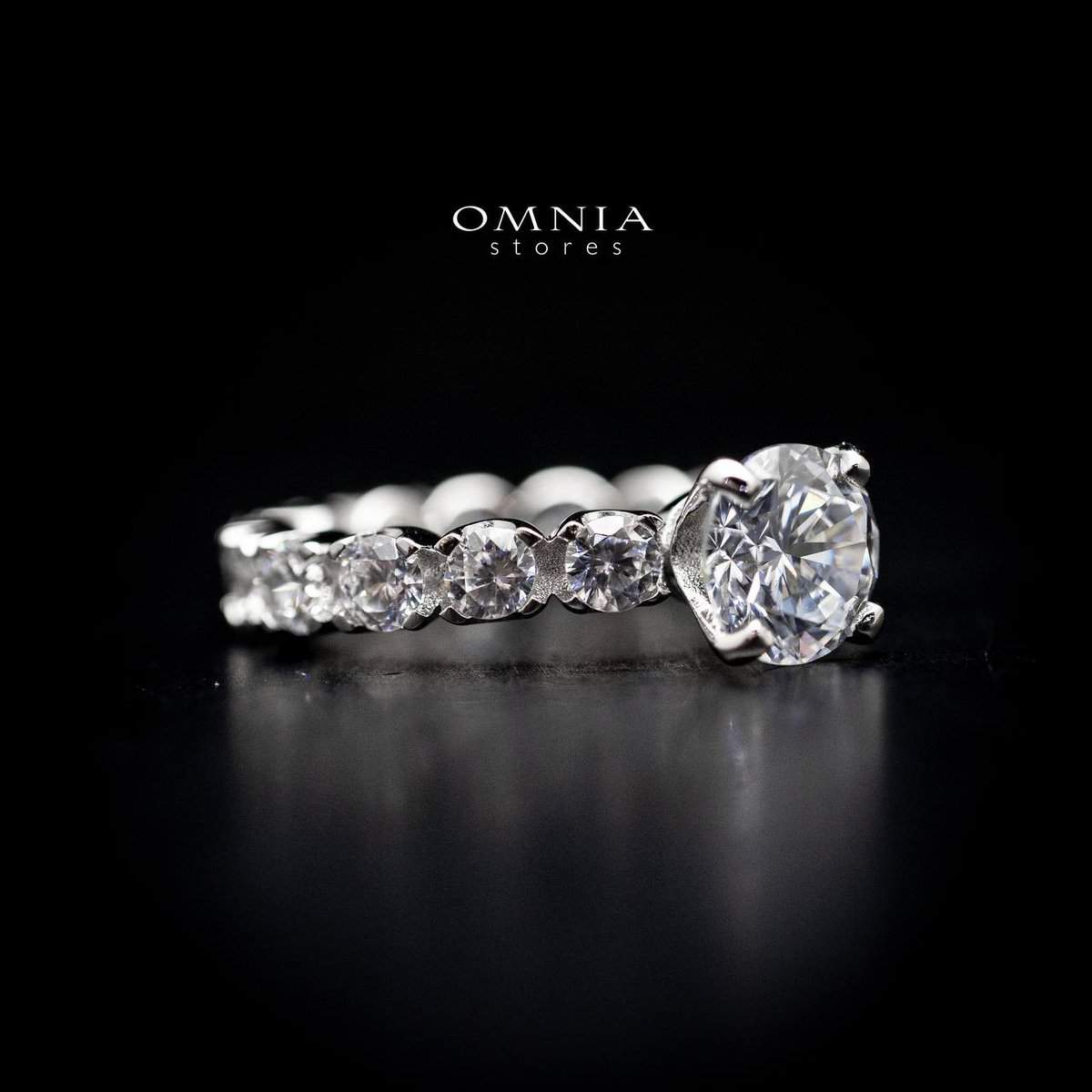 Omnia Ayana Round Cut Sparkling White Ring in 92.5 Silver with High Quality Simulated Diamonds - OMNIASTORES UAE
