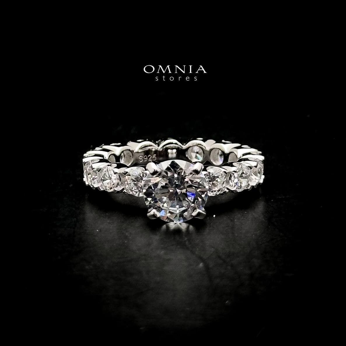 Omnia Ayana Round Cut Sparkling White Ring in 92.5 Silver with High Quality Simulated Diamonds - OMNIASTORES UAE