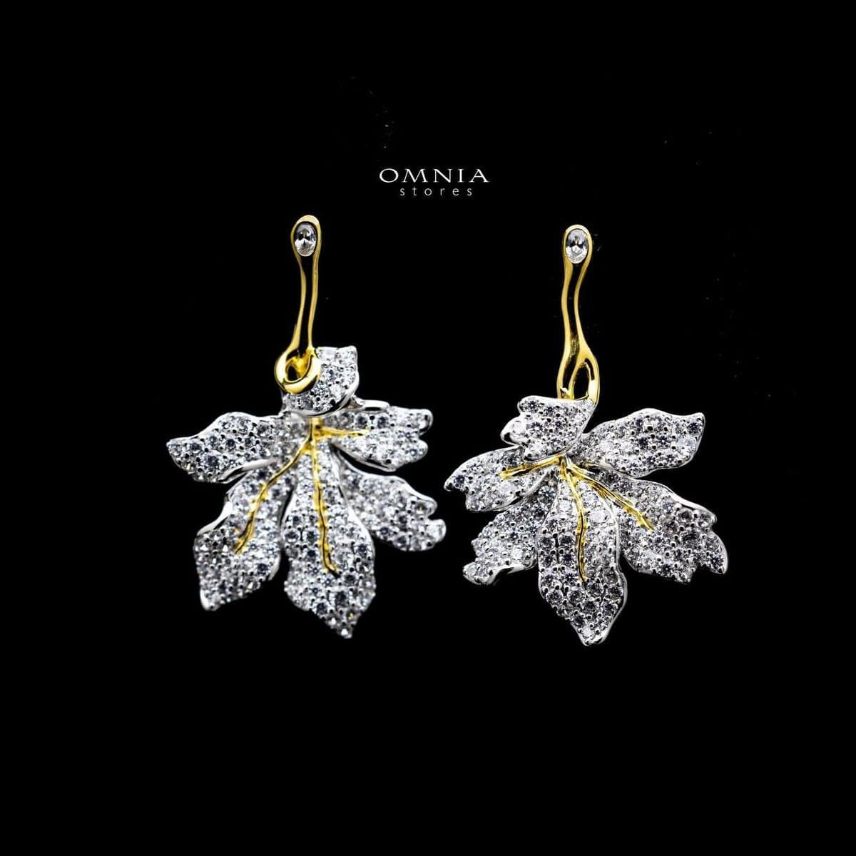 Omnia Willow Leaf Drop Earrings in 92.5 Silver with High Quality Simulated Diamonds