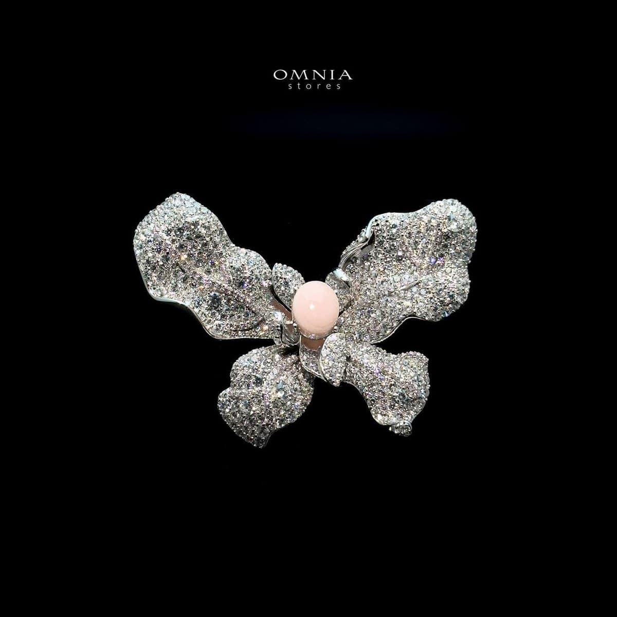 Omnia Ava Butterfly Brooch in 92.5 Silver with High Quality Simulated Diamonds - OMNIASTORES UAE