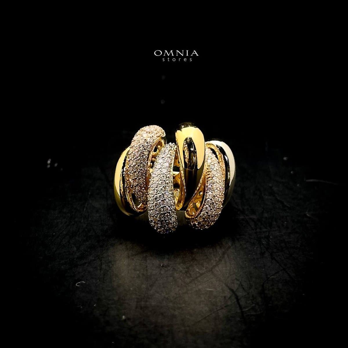 Omnia Rania Braided Gold Ring in High Quality Copper Rhodium Plated - OMNIASTORES UAE