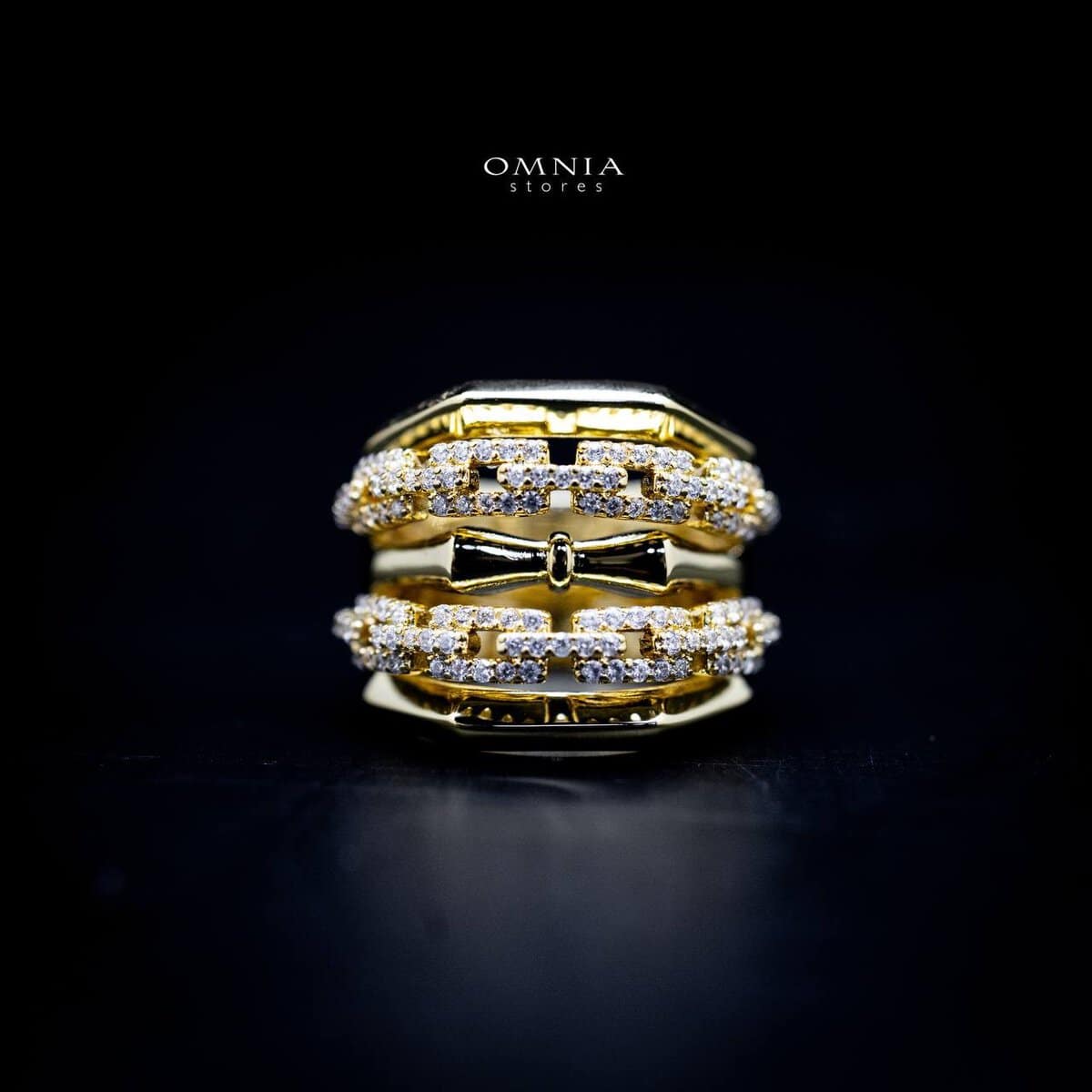 Omnia Sarah Elegant Gold Chain Ring in High Quality Copper Rhodium Plated - OMNIASTORES UAE