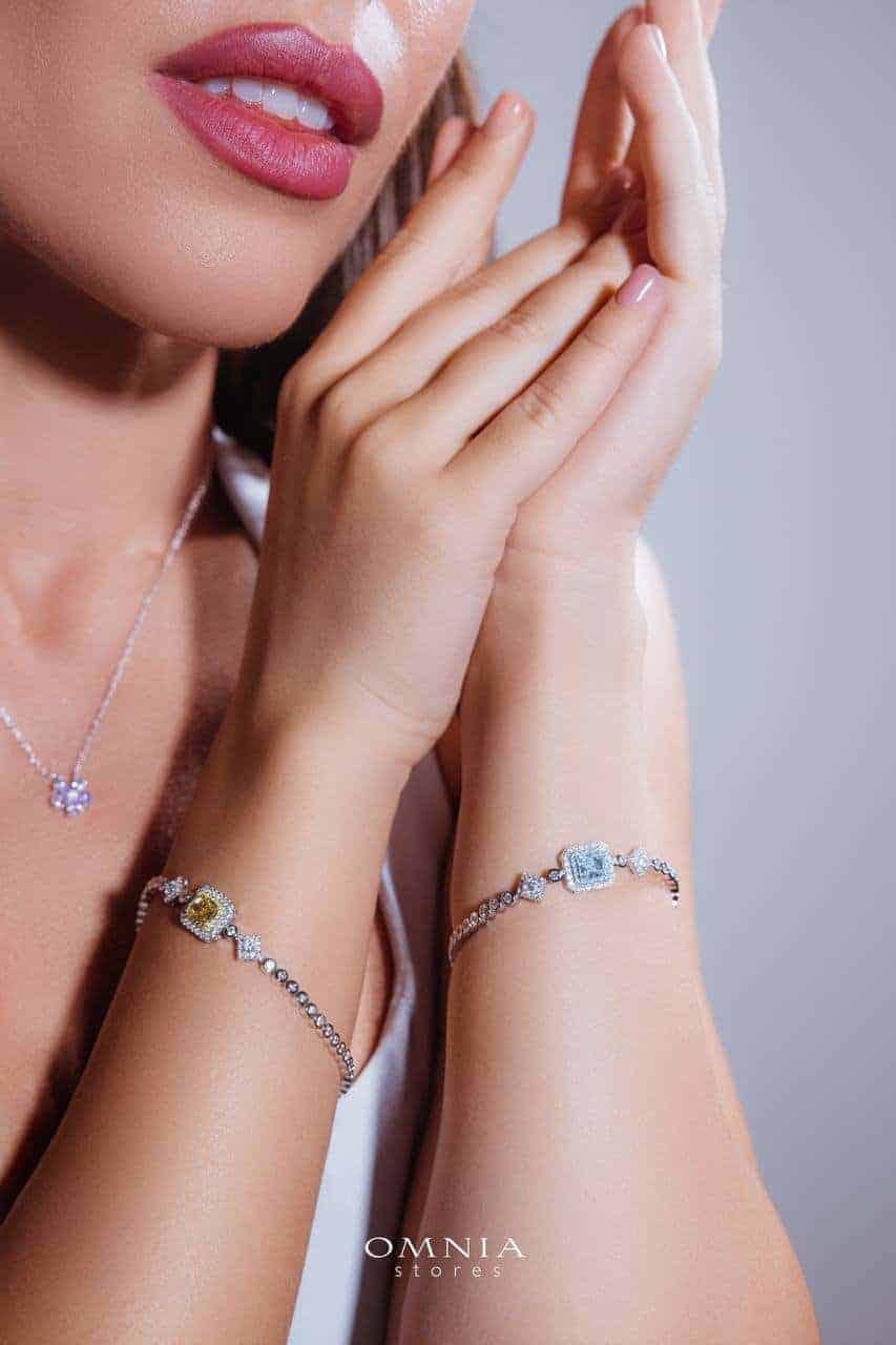 Omnia Almas Yellow Spark Tennis Bracelet in 92.5 Silver with High Quality Simulated Diamonds - OMNIASTORES UAE