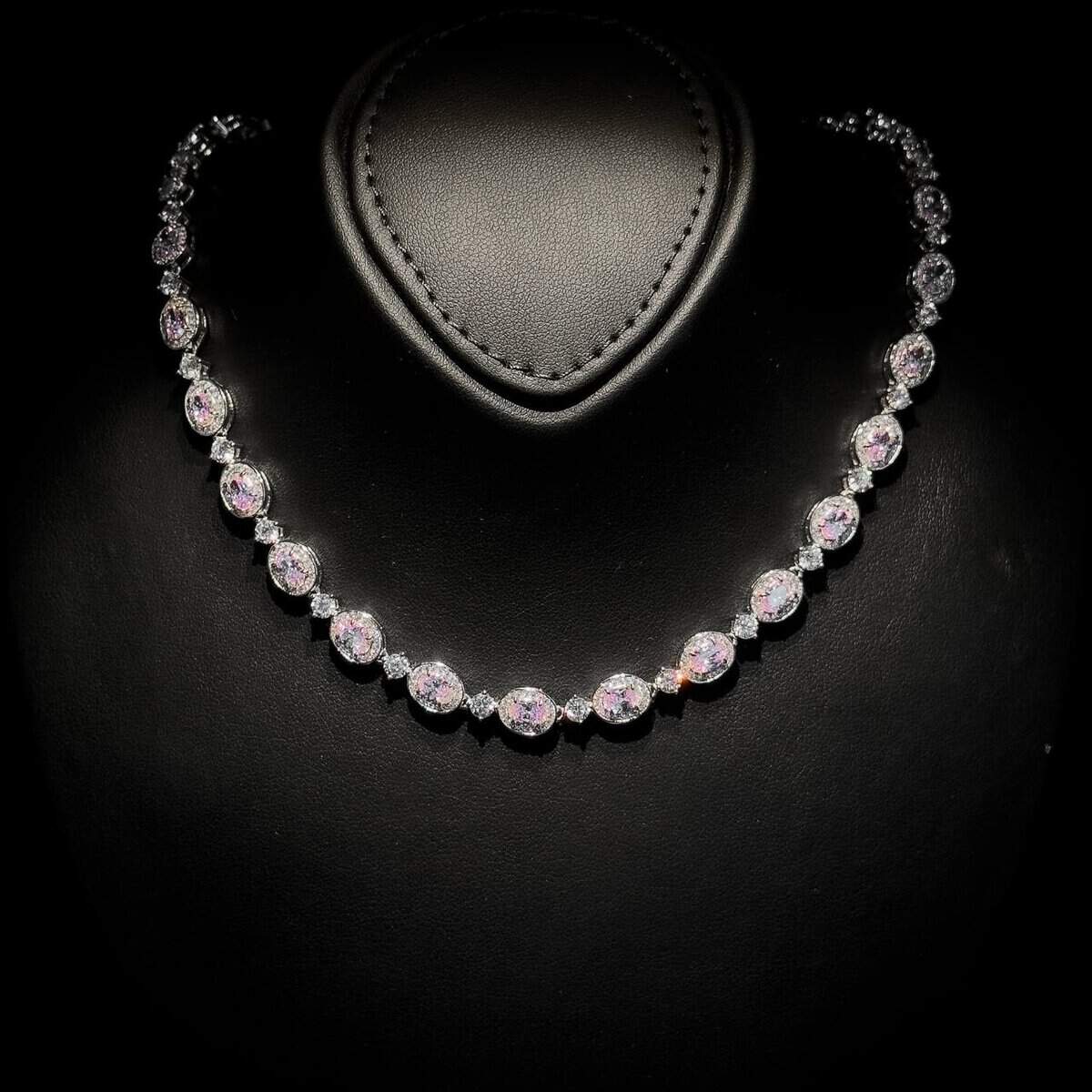 Omnia Asiya Pink Necklace 92.5 Silver In High Quality Simulated diamonds - OMNIASTORES UAE