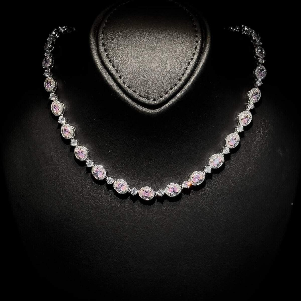 Omnia Asiya Pink Necklace 92.5 Silver In High Quality Simulated diamonds - OMNIASTORES UAE