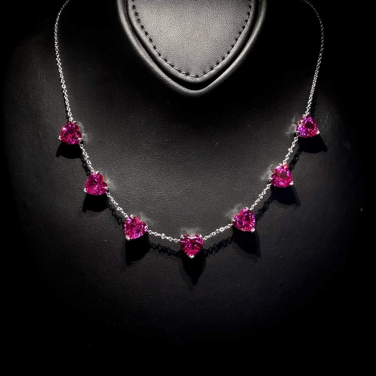 Omnia Ruby Red Heart Charm Necklace in 92.5 Silver with High-Quality Simulated Diamonds - OMNIASTORES UAE