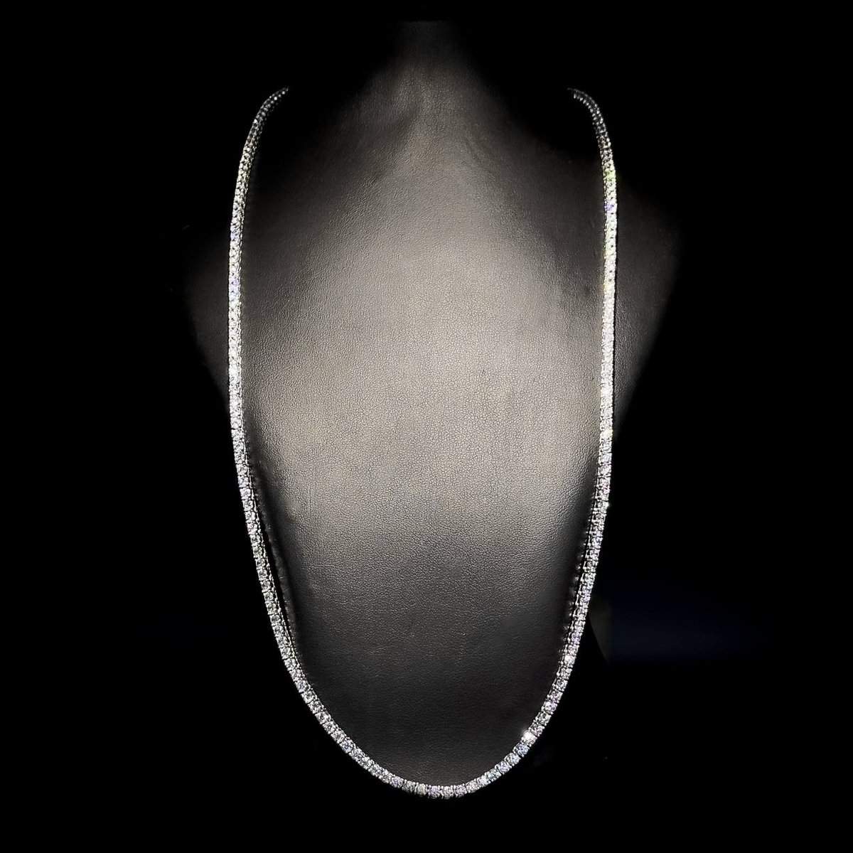 Omnia Luxury Tennis Long Chain Necklace in 92.5 Silver with Exquisite 90cm High Quality Simulated Diamonds - OMNIASTORES UAE