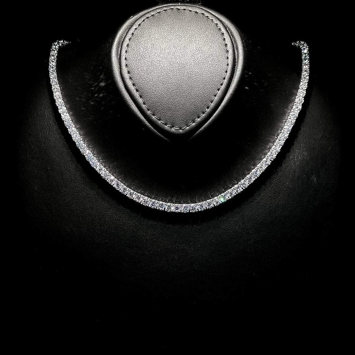 Omnia Shahera 4mm Tennis Necklace in 925 Silver High Quality Simulated diamonds