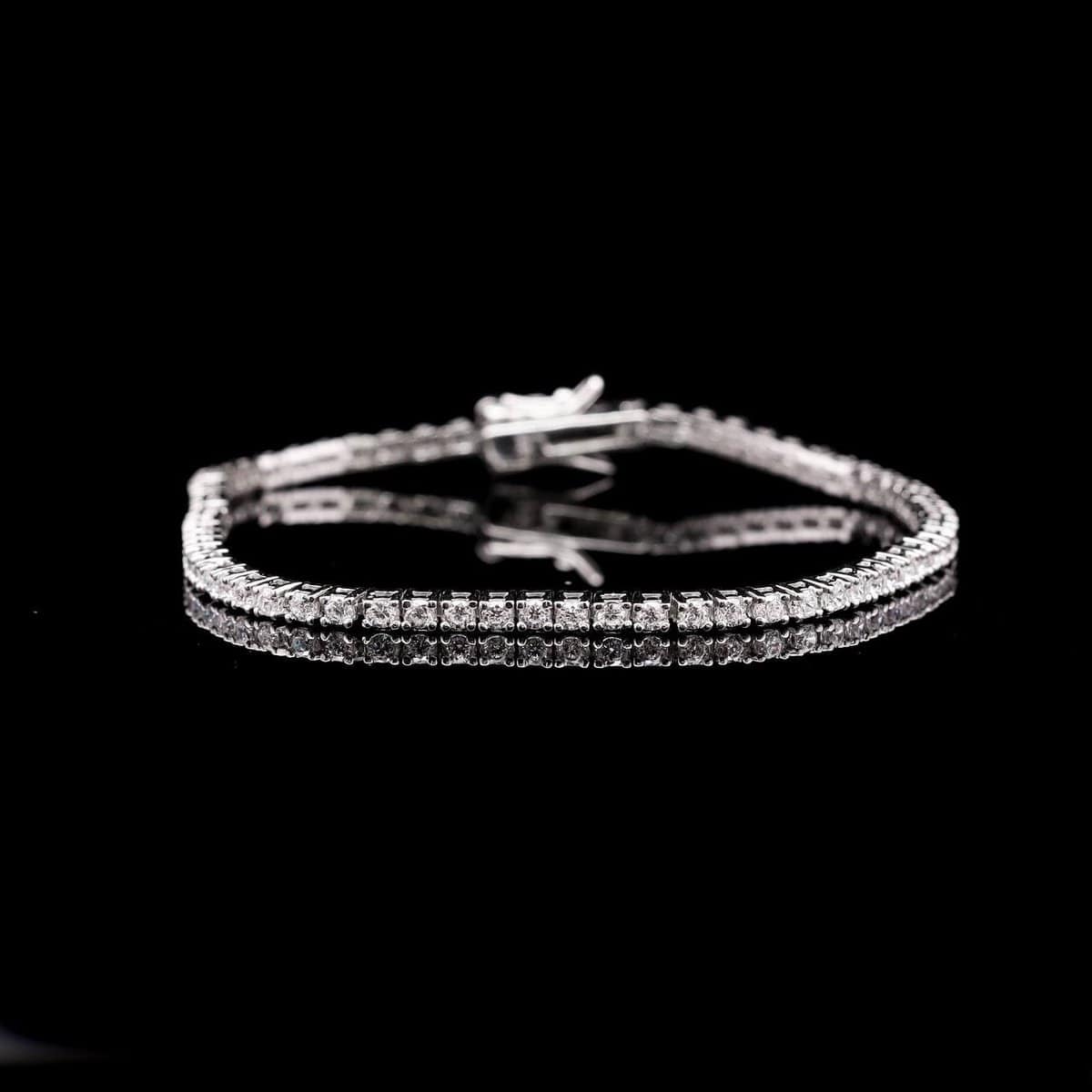 Omnia Imani Slim Tennis Bracelet 2mm in 92.5 Silver with Radiant-Cut High-Quality Simulated Diamonds