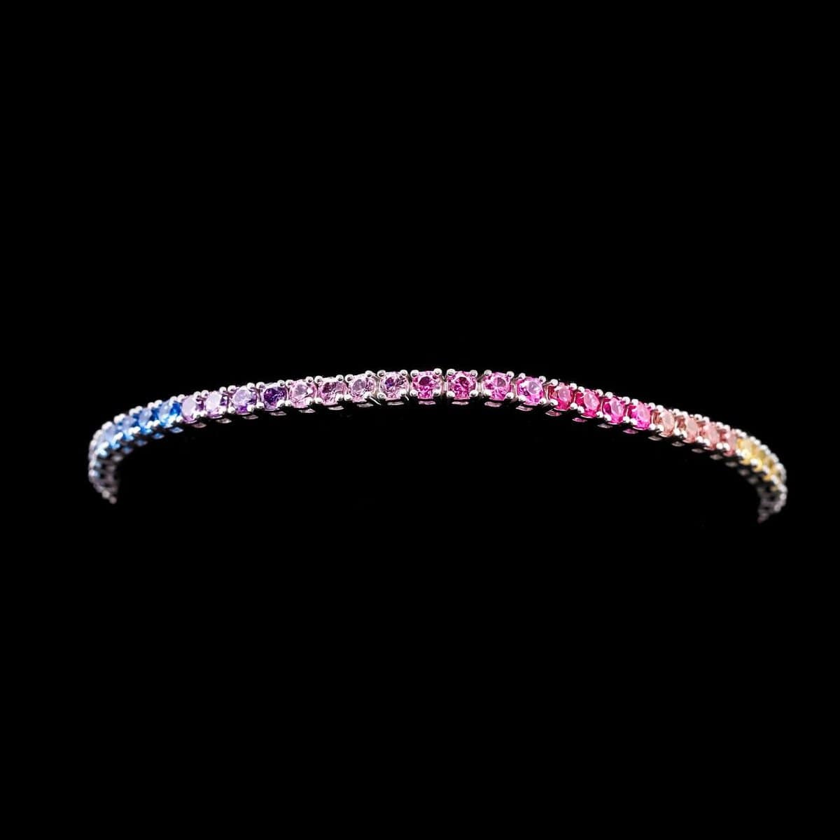 Omnia Tasneem Multi-Colored Tennis Bracelet 2.5mm in 92.5 Silver with High-Quality Simulated Diamonds - OMNIASTORES UAE