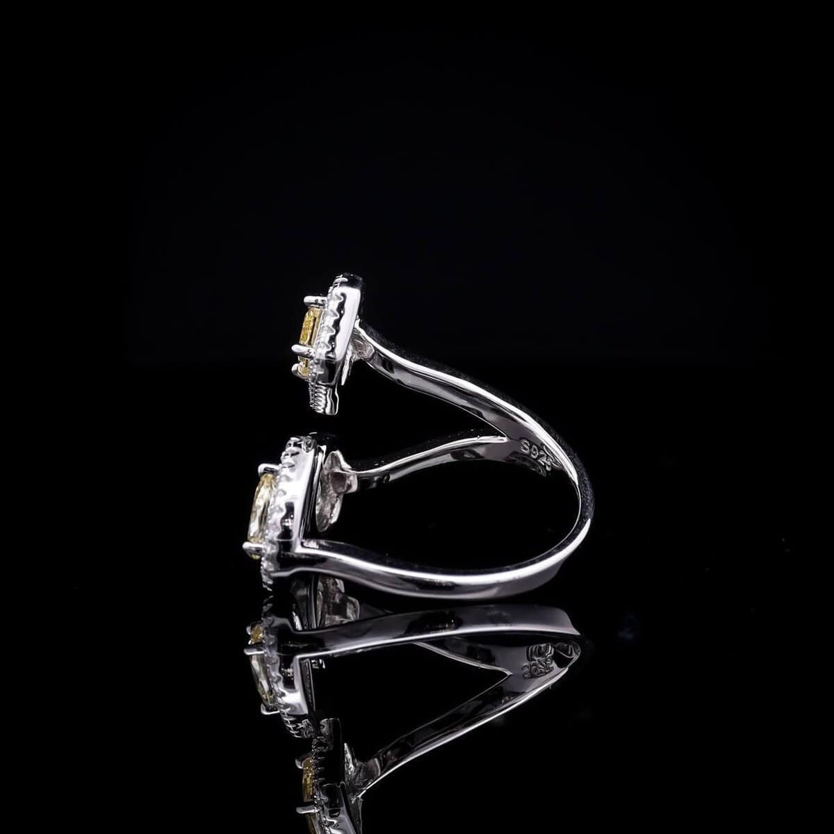 Omnia Bona Yellow Ring 925 Pure Silver Jewelry in High Quality Simulated Diamonds - OMNIASTORES UAE