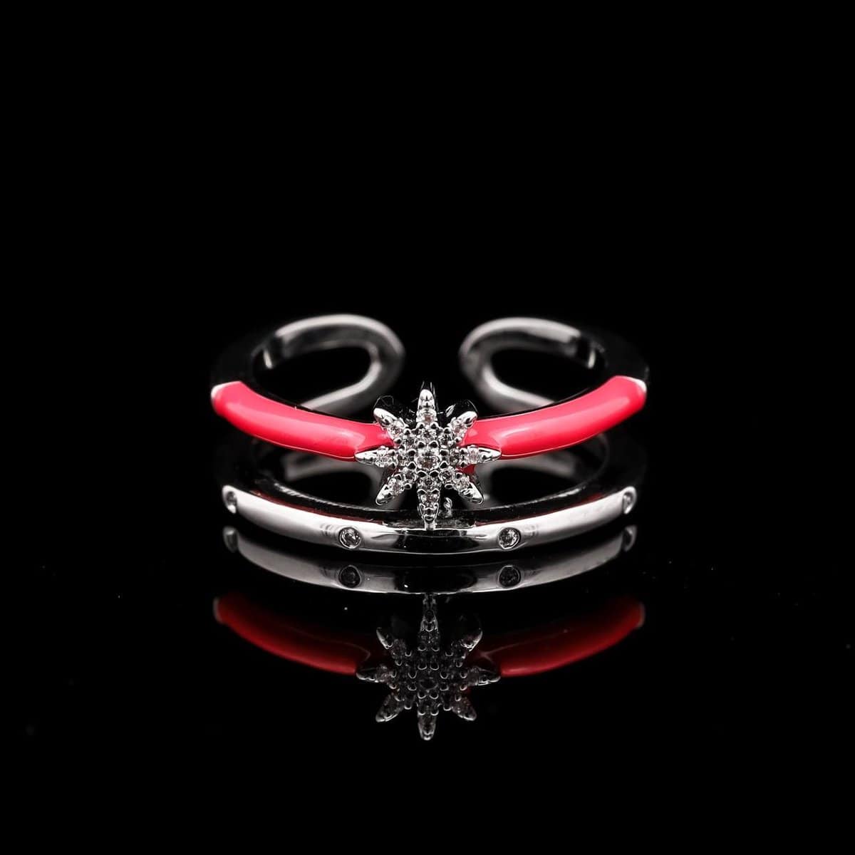Omnia Amnah Ring Accessories in High Quality Zircon Stone Rhodium Plated - OMNIASTORES UAE